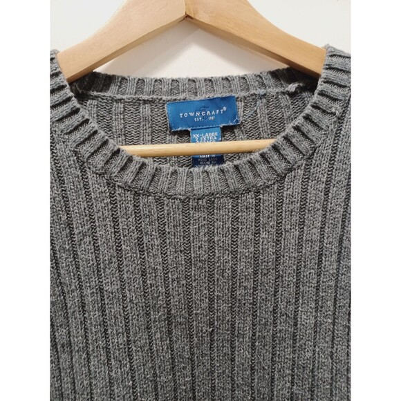 Towncraft Men's Gray Ribbed Knit Long Sleeve Pullover Sweater  Size XXL - Picture 4 of 6